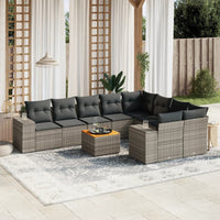 Set Divano da Giardino 10 pz con Cuscini Grigio in Polyrattan 3225605