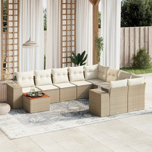 Set Divano da Giardino 10 pz con Cuscini Beige in Polyrattancod mxl 114556