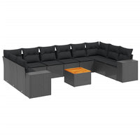 Set Divani da Giardino 11 pz con Cuscini in Polyrattan Nero 3225614