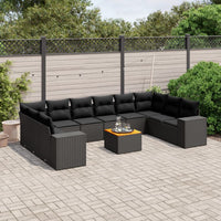 Set Divani da Giardino 11 pz con Cuscini in Polyrattan Nero 3225614