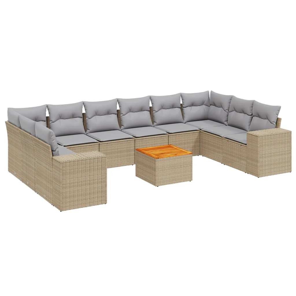 Set Divani da Giardino 11 pz con Cuscini Beige in Polyrattancod mxl 91247