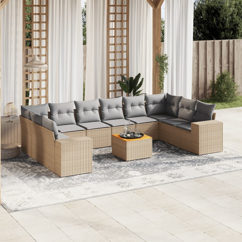 Set Divani da Giardino 11 pz con Cuscini Beige in Polyrattancod mxl 91247