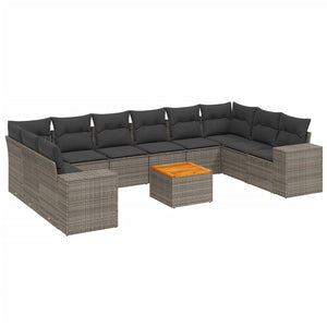 Set Divani da Giardino 11 pz con Cuscini in Polyrattan Grigio 3225619