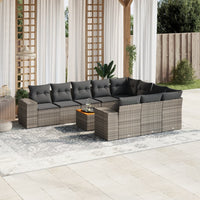 Set Divani da Giardino 11 pz con Cuscini in Polyrattan Grigiocod mxl 90523