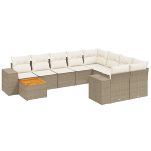 Set Divani da Giardino 11 pz con Cuscini Beige in Polyrattancod mxl 112691