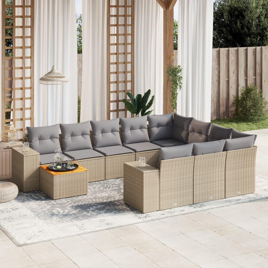 Set Divani da Giardino 11 pz con Cuscini Beige in Polyrattancod mxl 90237