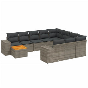 Set Divani da Giardino 11 pz con Cuscini in Polyrattan Grigio 3225633