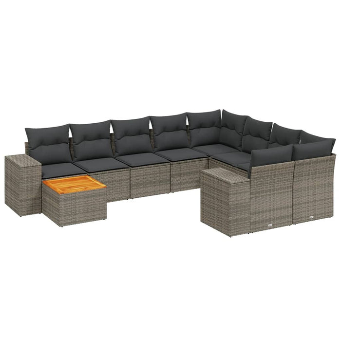 Set Divani da Giardino 11 pz con Cuscini in Polyrattan Grigio 3225633