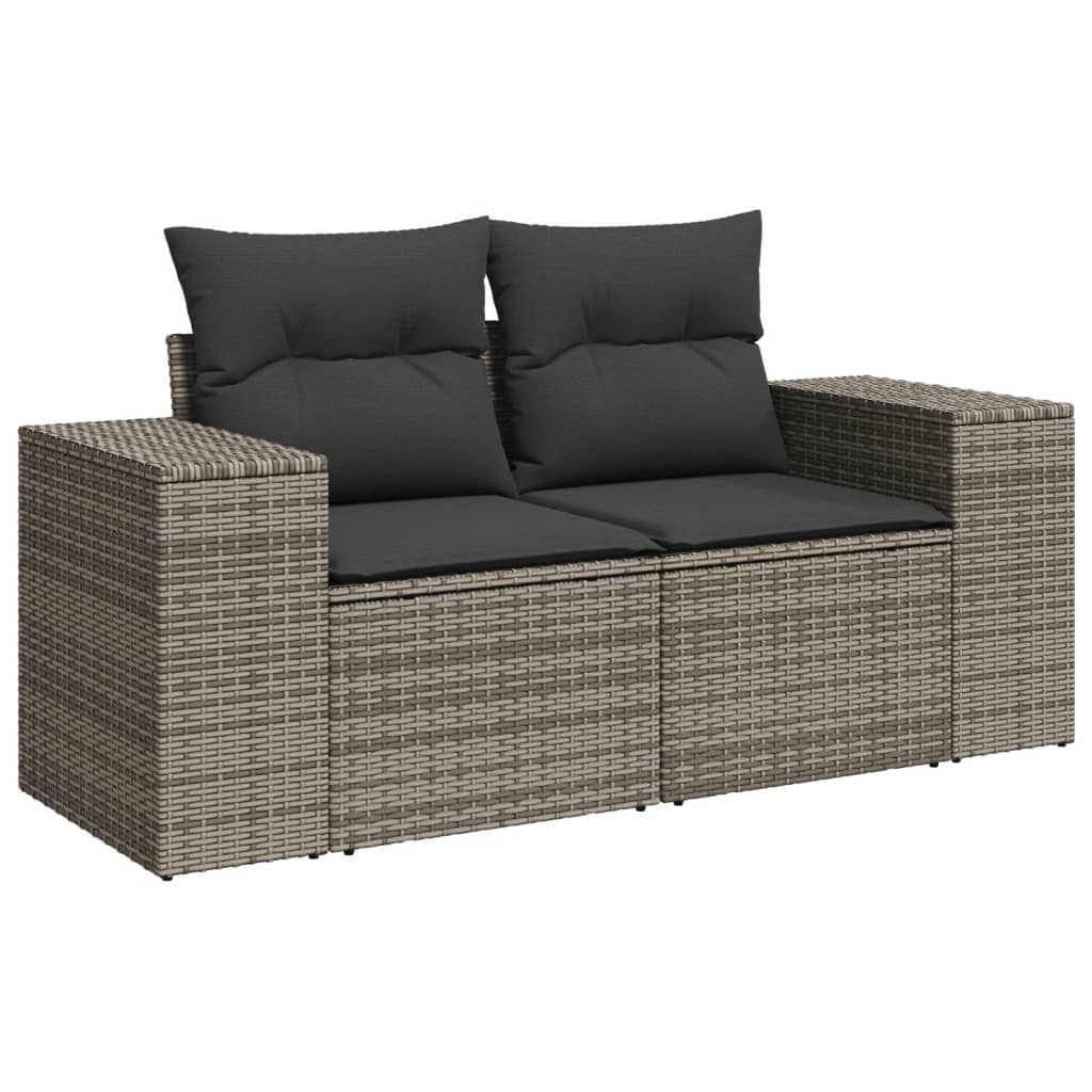 Set Divani da Giardino 11 pz con Cuscini in Polyrattan Grigio 3225633