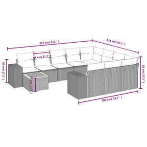 Set Divani da Giardino 11 pz con Cuscini in Polyrattan Grigio 3225633