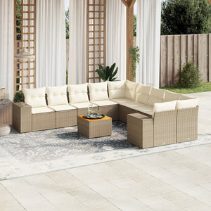 Set Divani da Giardino 11 pz con Cuscini Beige in Polyrattancod mxl 113820