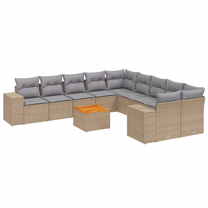 Set Divani da Giardino 11 pz con Cuscini Beige in Polyrattancod mxl 91257