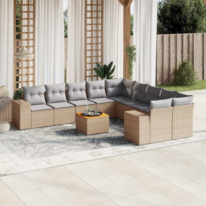 Set Divani da Giardino 11 pz con Cuscini Beige in Polyrattancod mxl 91257