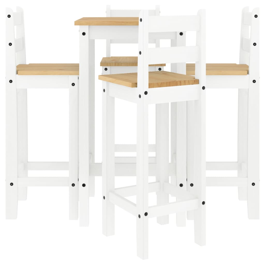 Set da Bar 5 pz Bianco in Legno Massello di Pino 3217071