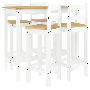 Set da Bar 5 pz Bianco in Legno Massello di Pino 3217074