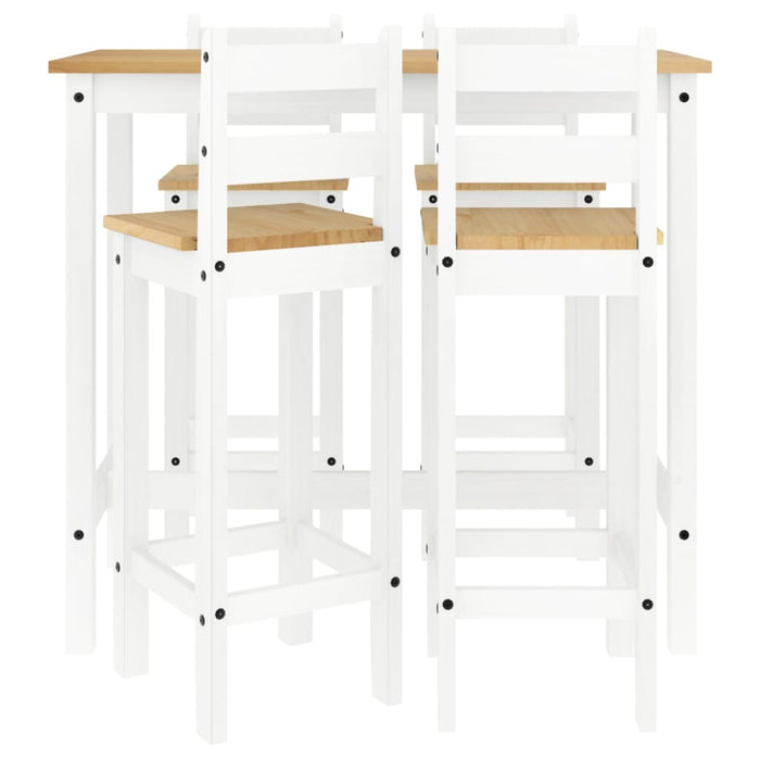 Set da Bar 5 pz Bianco in Legno Massello di Pino 3217074