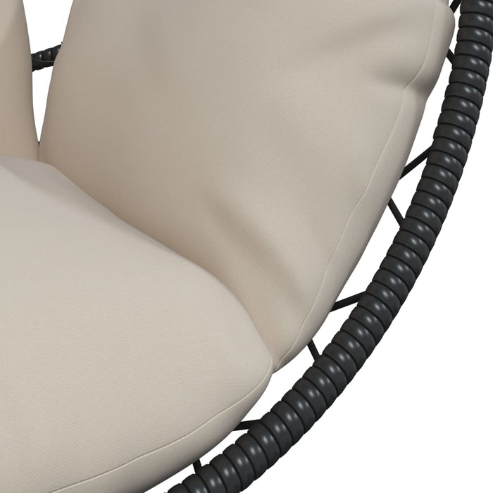 Sedia a Uovo Sospesa con Supporto Beige in Polyrattan e Acciaio 4007404