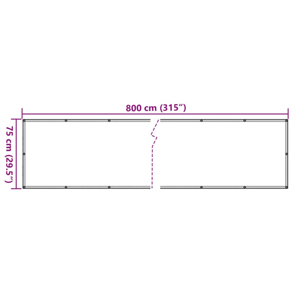 Paravento da Balcone Antracite 800x75 cm in PVC 4005377