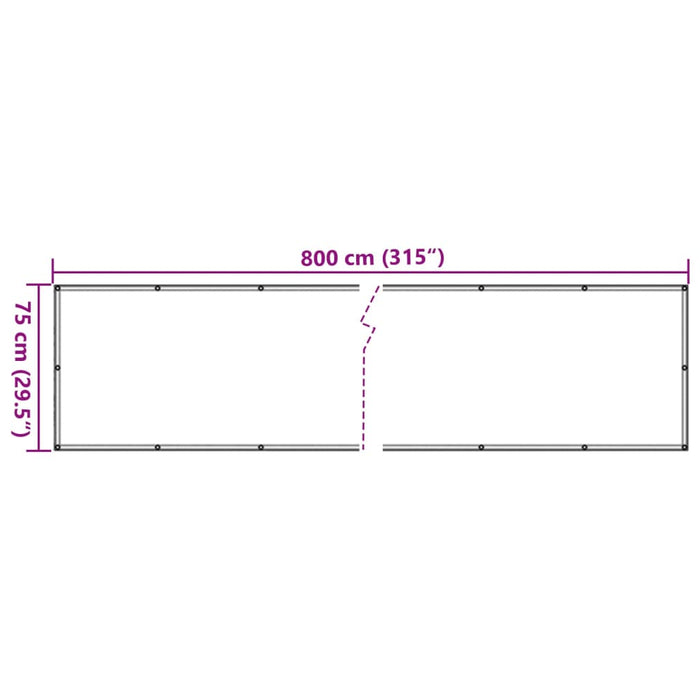 Paravento da Balcone Antracite 800x75 cm in PVC 4005377