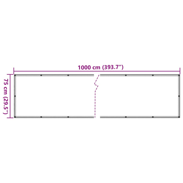 Paravento da Giardino Grigio 1000x75 cm in PVC 4005386