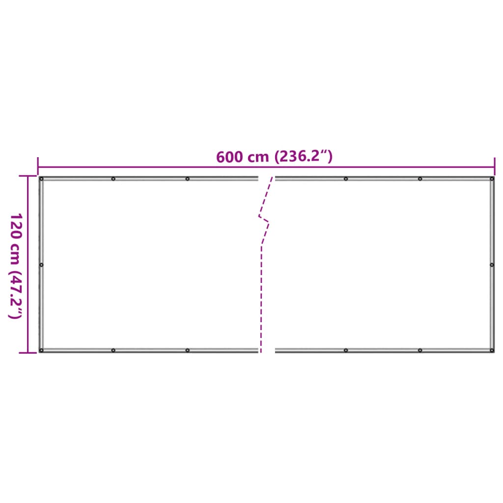 Paravento da Giardino Grigio 600x120 cm in PVC 4005495