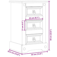 Comodino Corona 35x32,5x58 cm in Legno Massello di Pino 4005653