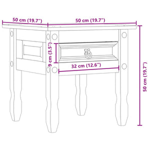 Tavolino Corona 50x50x50 cm in Legno Massello di Pino 4005664