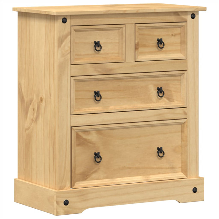 Cassettiera Corona 80x43x91 cm in Legno Massello di Pino 4005670