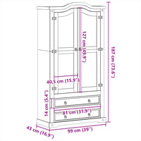 Vetrina Corona 99x43x187 cm in Legno Massello di Pino 4005682