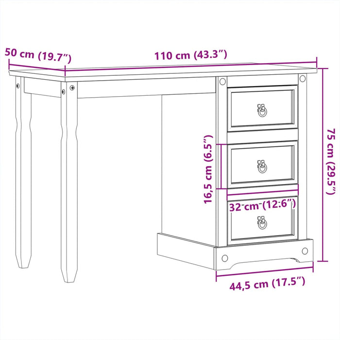 Toeletta Corona 110x50x75 cm in Legno Massello di Pino 4005685