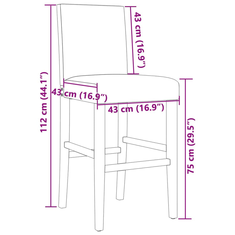 Sedie da Bar 2 pz in Legno Massello di Hevea e Similpelle 4006183