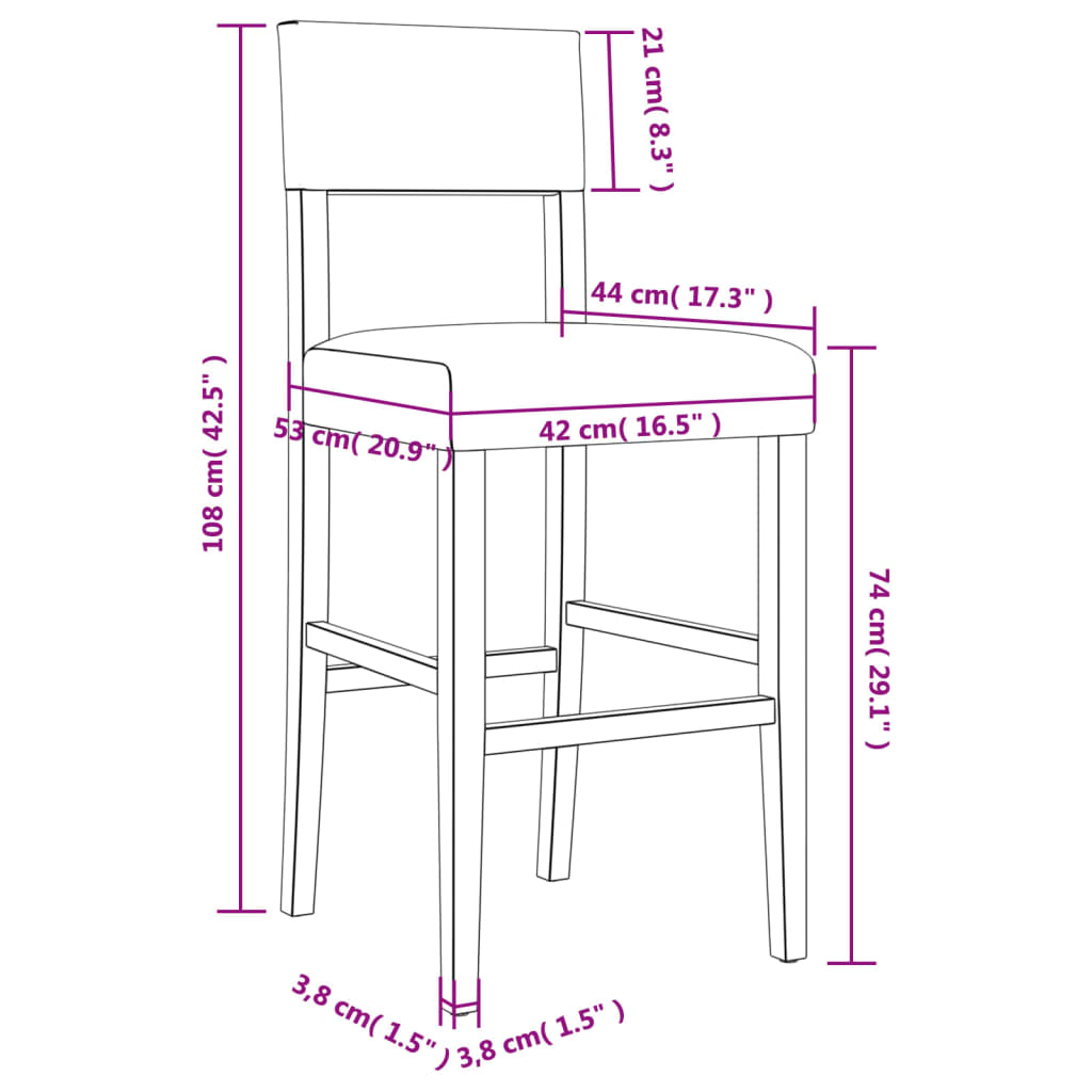 Sedie da Bar 2 pz in Legno Massello di Hevea e Similpelle 4006196