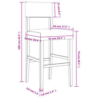 Sedie da Bar 2 pz in Legno Massello di Hevea e Similpelle 4006196