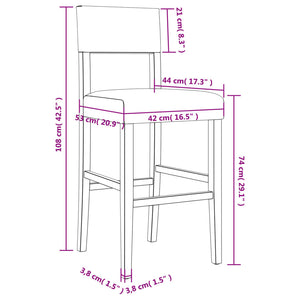 Sedie da Bar 2 pz in Legno Massello di Hevea e Similpelle 4006196