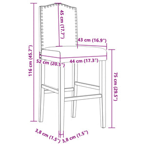 Sedie da Bar 2 pz in Legno Massello di Hevea e Tessuto 4006207