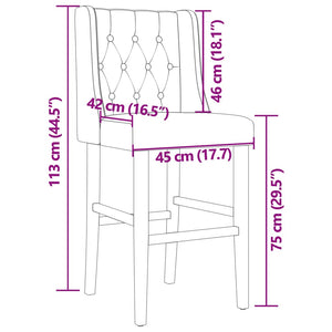 Sedie da Bar 2 pz in Legno Massello di Hevea e Tessuto 4006222