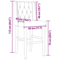 Sedie da Bar 2 pz in Legno Massello di Hevea e Tessuto 4006224