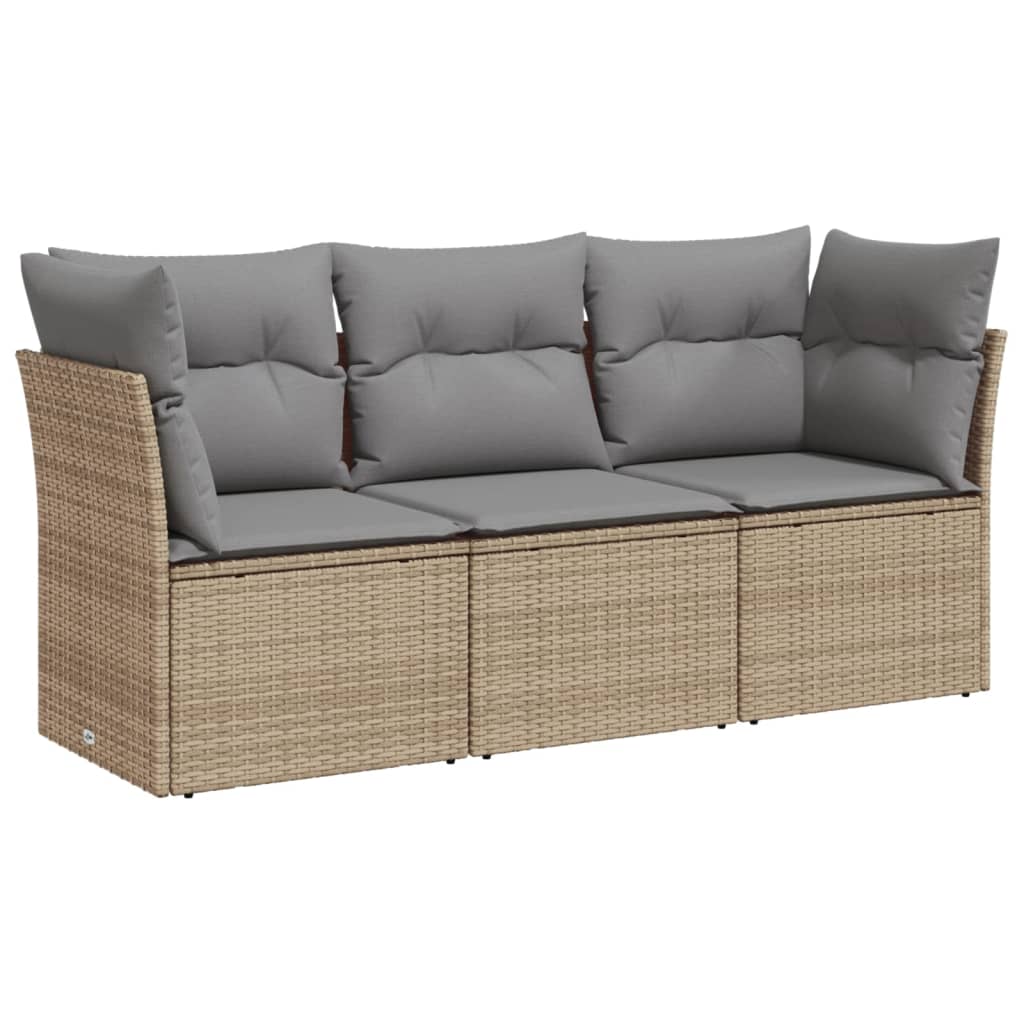 Set Divano da Giardino 3 pz con Cuscini Beige in Polyrattan 3249048