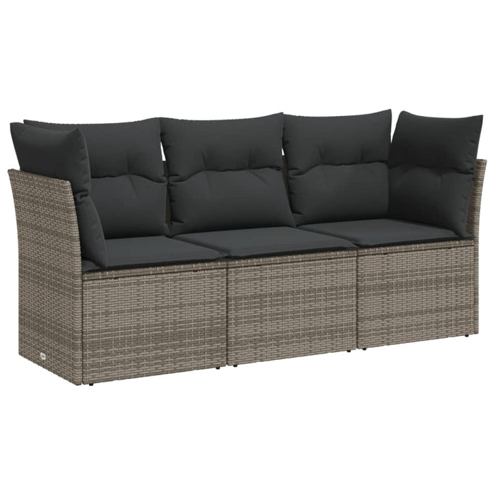 Set Divani da Giardino 3 pz con Cuscini Grigio in Polyrattan 3249049