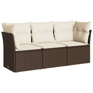 Set Divano da Giardino 3 pz con Cuscini Marrone in Polyrattancod mxl 86923