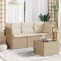 Set Divano da Giardino 4 pz con Cuscini Beige in Polyrattan 3249057