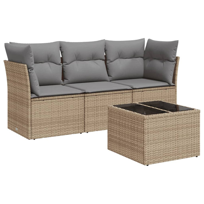 Set Divano da Giardino 4 pz con Cuscini Beige in Polyrattancod mxl 110920