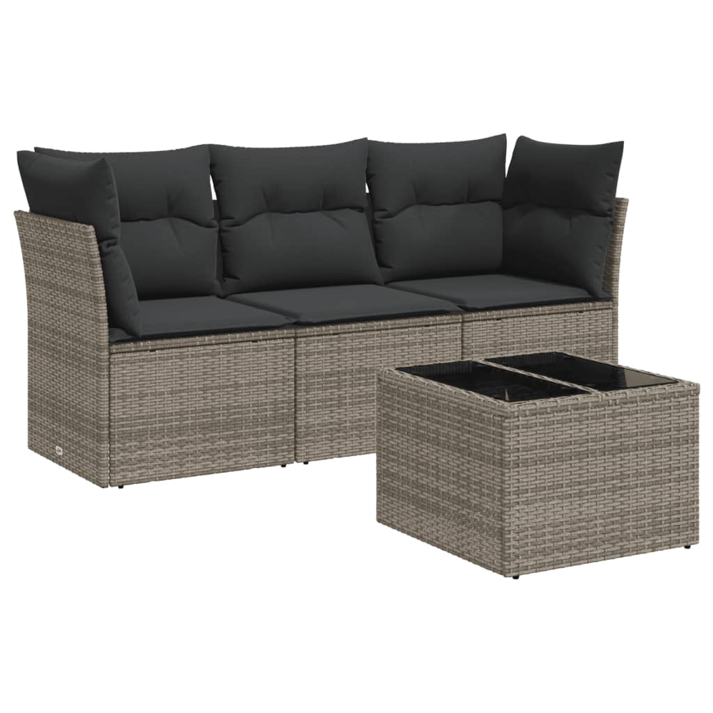 Set Divani da Giardino 4 pz con Cuscini in Polyrattan Grigio 3249059