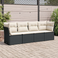 Set Divani da Giardino 4 pz con Cuscini Nero in Polyrattancod mxl 92038