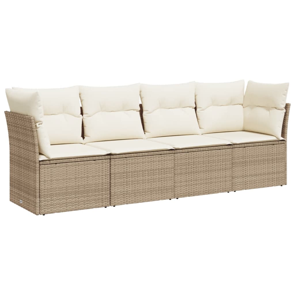 Set Divano da Giardino 4 pz con Cuscini Beige in Polyrattan 3249067