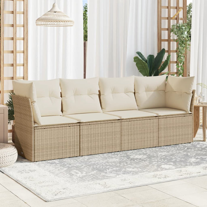 Set Divano da Giardino 4 pz con Cuscini Beige in Polyrattan 3249067