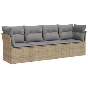 Set Divano da Giardino 4 pz con Cuscini Beige in Polyrattan 3249068