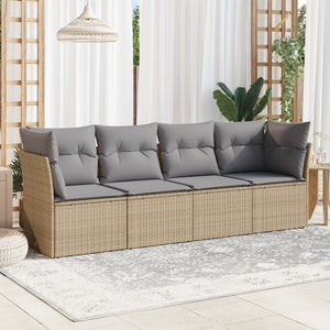 Set Divano da Giardino 4 pz con Cuscini Beige in Polyrattan 3249068