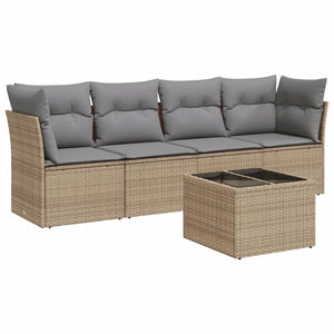 Set Divano da Giardino 5 pz con Cuscini Beige in Polyrattancod mxl 88646