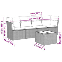 Set Divano da Giardino 5pz con Cuscini Grigio Chiaro Polyrattan 3249081